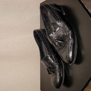 Towncraft Black Leather W/Tassels Slip On Dress Loafers